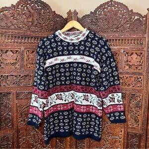 Vintage Willow Bay Christmas Winter Fair Isle Rose Sweater Size M